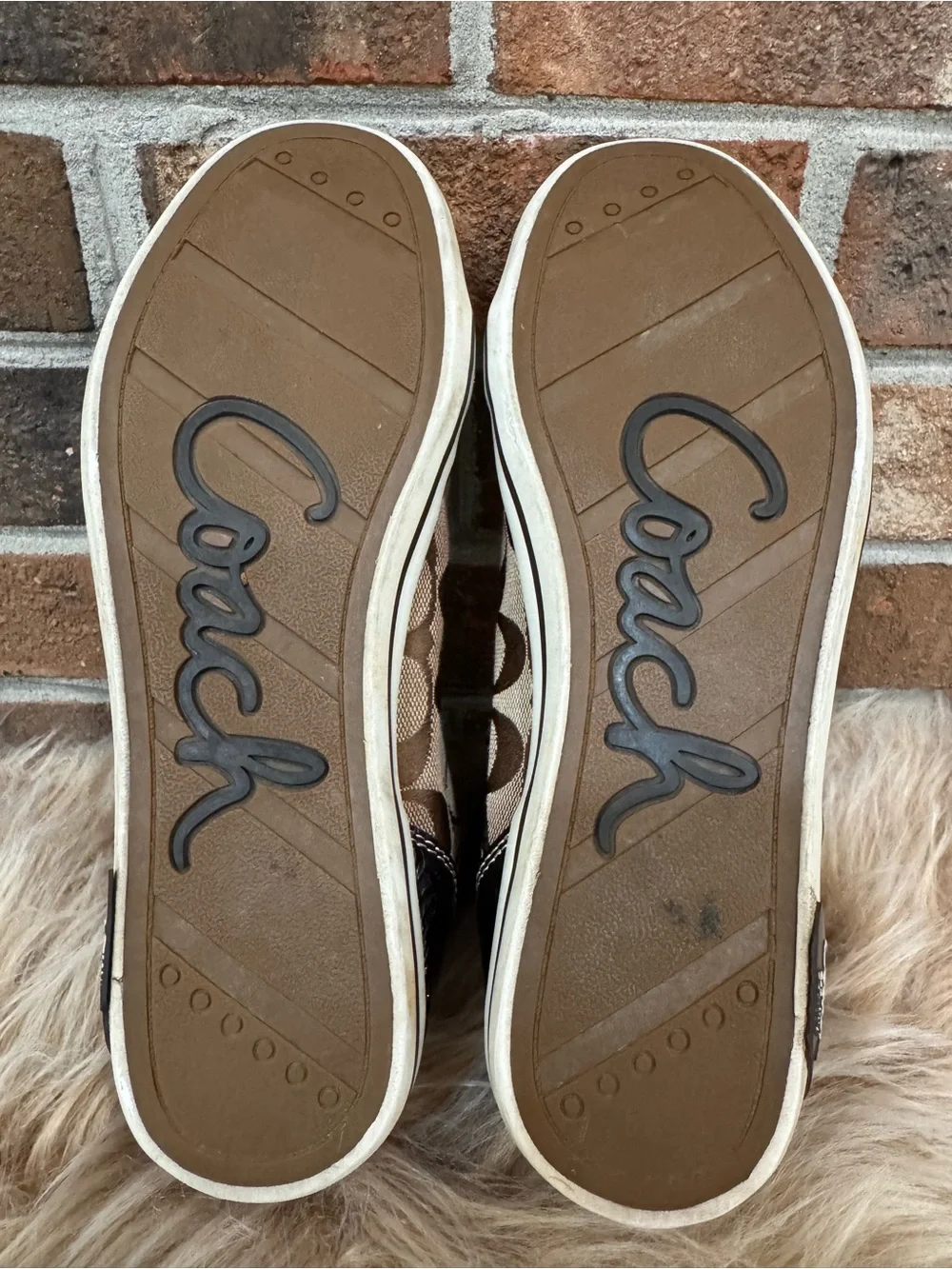 Coach Brown Signature High-Top Lace-up Sneakers Sz 7.5B